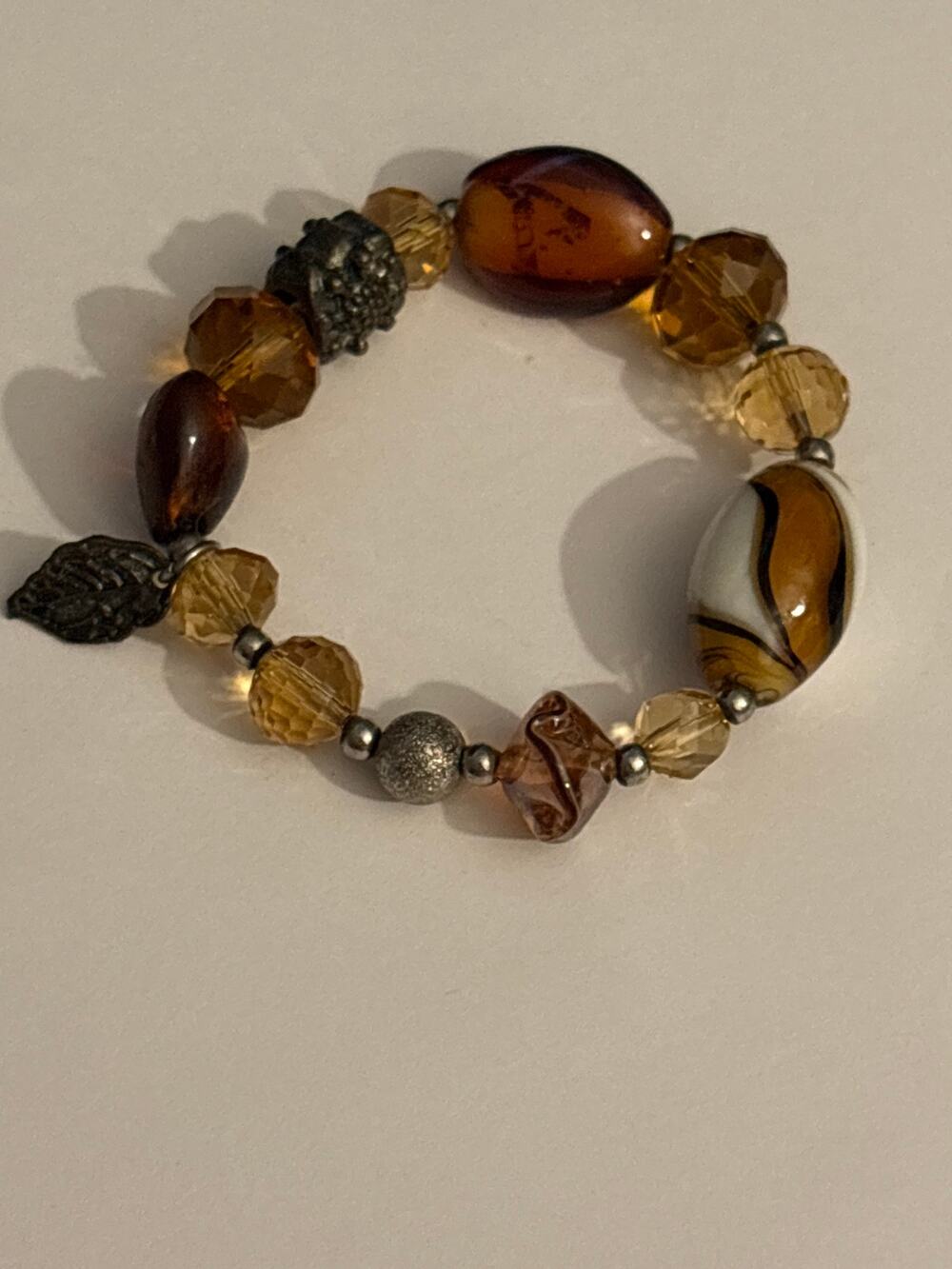 Vintage Amber Art Glass Stretch Bracelet 6